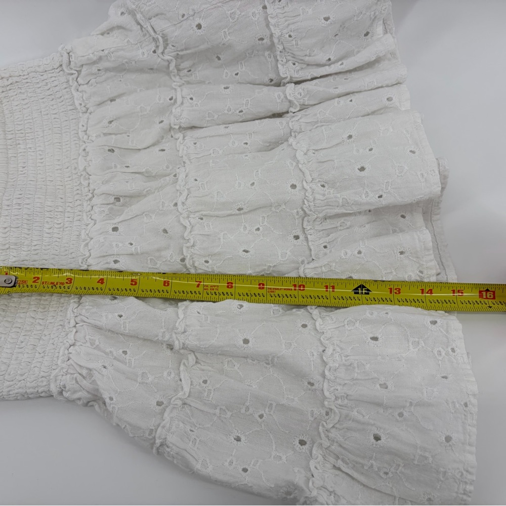 American Eagle Y2K White Eyelet Tiered Skirt Cotton Linen Blend - Picture 9 of 9